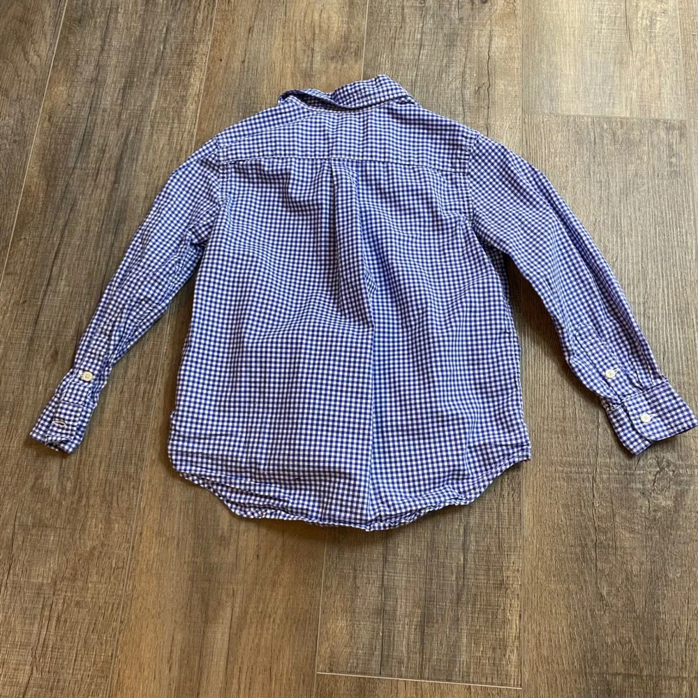 Ralph Lauren Boys Blue‎ Gingham Long Sleeve Button Down Shirt Size 5